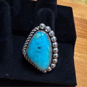 Sterling Silver Turquoise Statement Ring - Blue